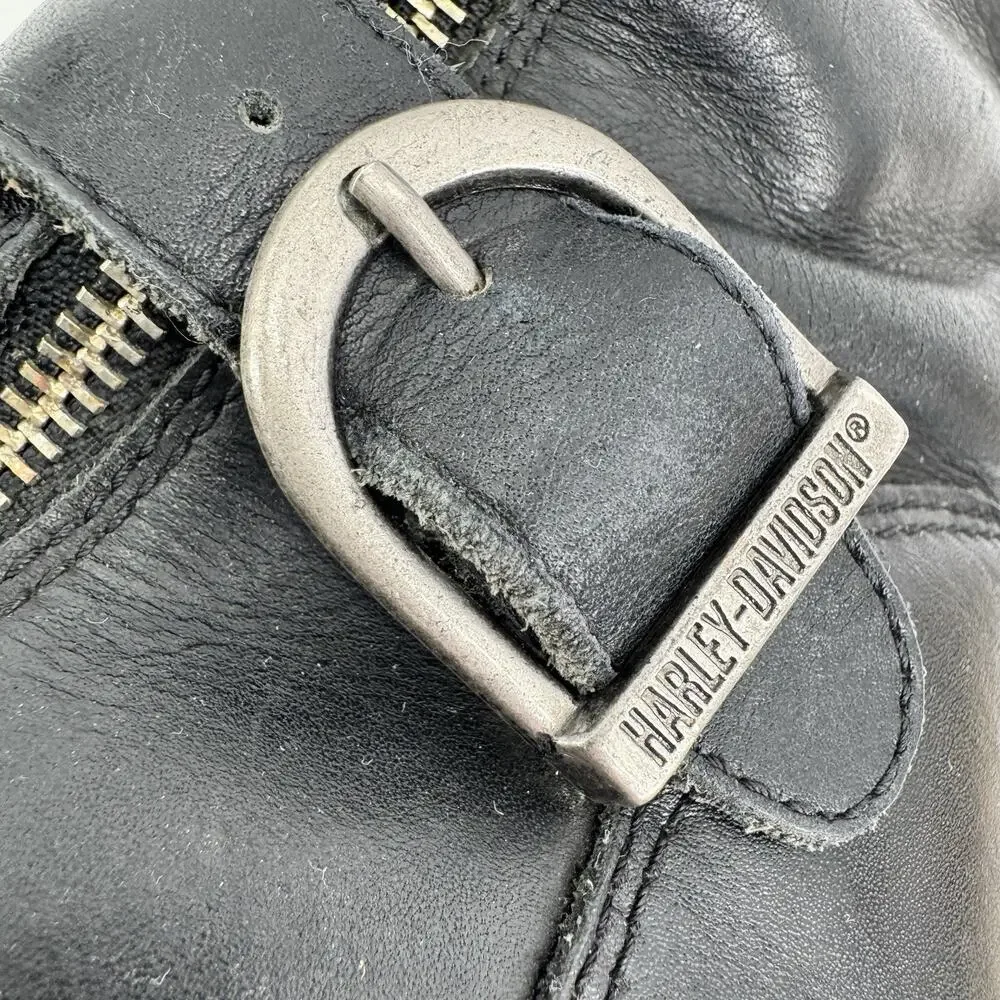 Vintage Harley-Davidson Tall Boots Women 6 Black Riding Eagle Logo Leather - Picture 11 of 16